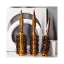 Metal and wooden hair dryer brush